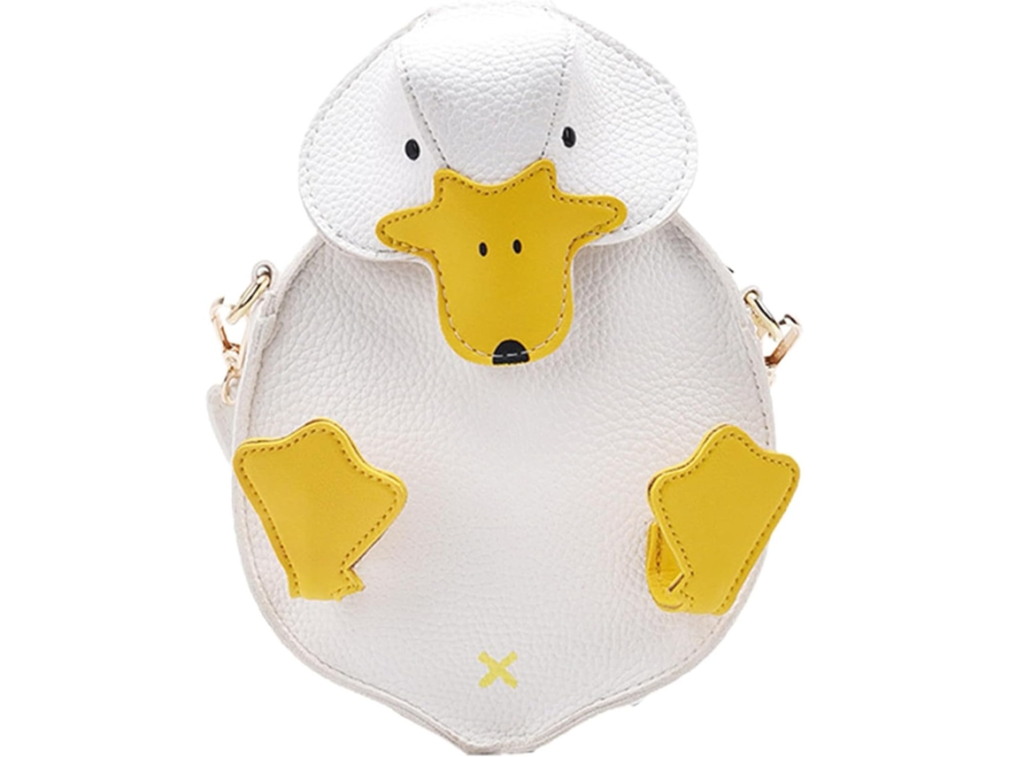 Bolsa De Ombro Feminina Em Couro Pu Com Estampa De Pato, Compartimento Para Celular E Design Compacto E Leve.