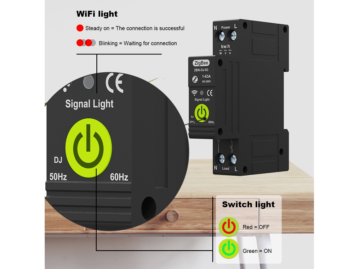 disjuntor Inteligente Tuya Zigbee 1p com medição bidirecional e controle por app e voz