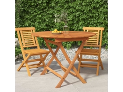 Vidaxl Mesa De Jardim Dobrável Ø 85x75 Cm Madeira De Teca Maciça