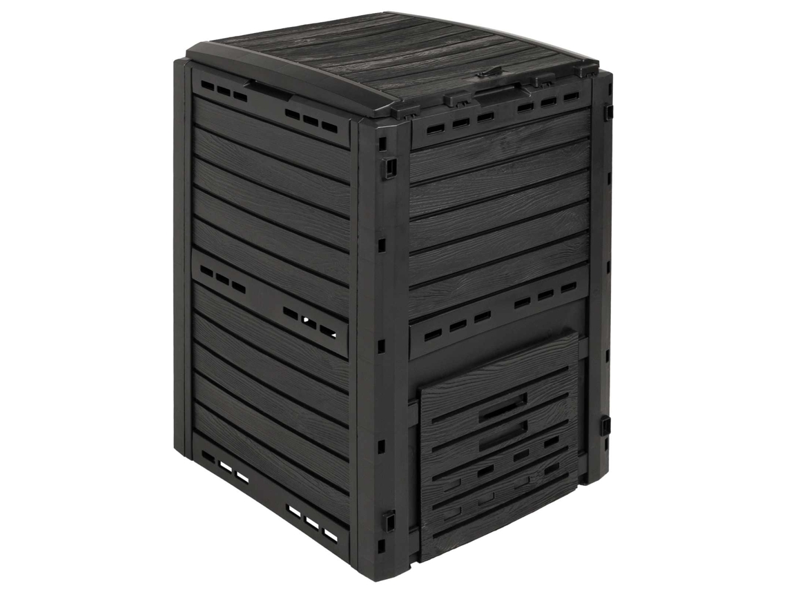 Conjunto 1 Compostor De Jardim De 280 L Vidaxl Preto Polipropileno (59,5 X 60 X 81,5 Cm)