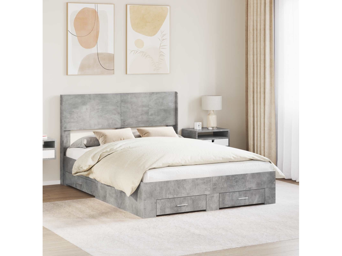 Vidaxl Estrutura De Cama Com Armazenamento E Cabeceira