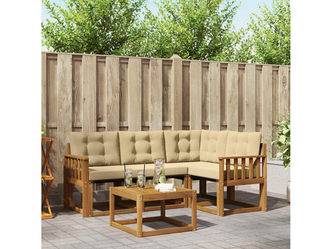 Vidaxl Conjunto De Sofás Para Exterior 5 Pcs Natural E Bege