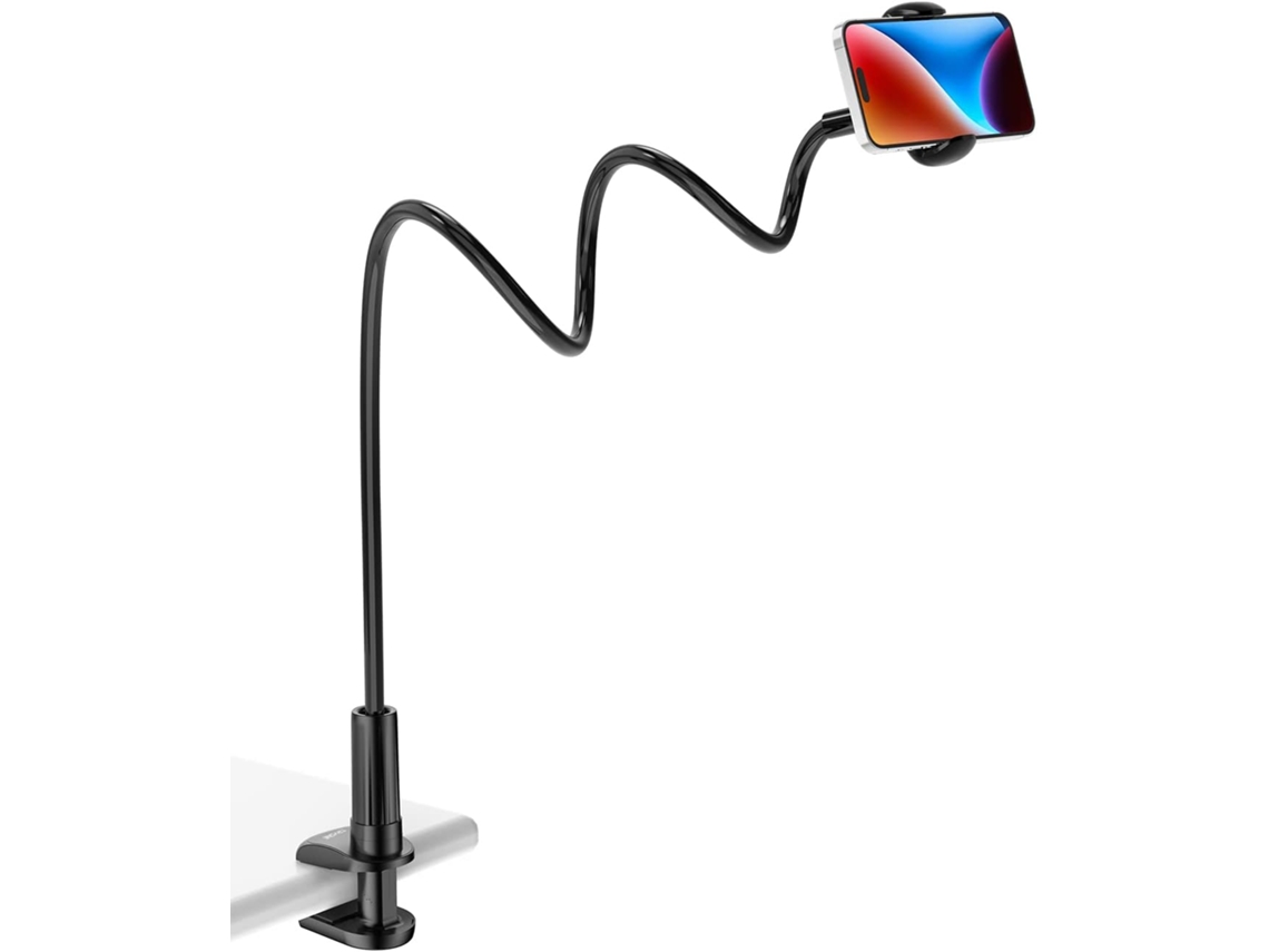 Suporte Para Celular Com Haste Flexível Preta, Ajustável Em 360° E Dobrável, Compatível Com A Série Iphone.