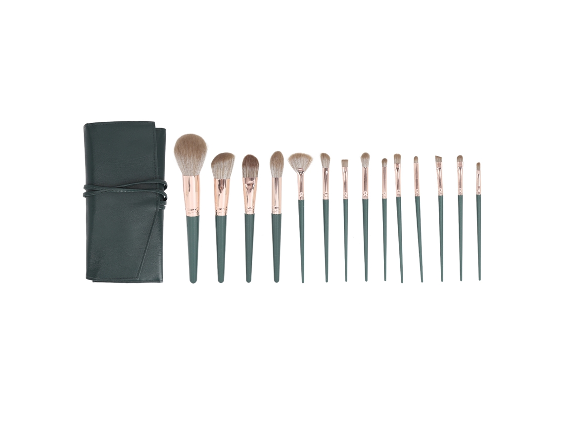 Conjunto de 14 pincéis de maquiagem para pele sensível.