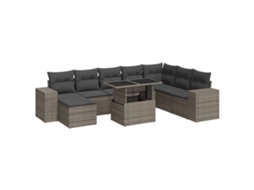 Conjunto de 9 Sofás para Jardim com Almofadões Vime Pe Cinzento MAISON EXCLUSIVE (90x200 cm)