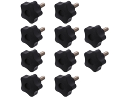 Conjunto De 10 Botões De Fixação Com Cabeça Em Forma De Estrela Preta, Em Plástico E Ferro, Com Parte Roscada