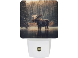 Luz Noturna De Inverno Com Tema Alce, Com Led E Sensor Crepuscular