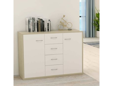 Aparador 88x30x65 cm contraplacado cor branco/carvalho sonoma