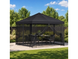 Vidaxl Gazebo De Jardim Com Laterais 3 X 3 M Preto Poliéster E Aço