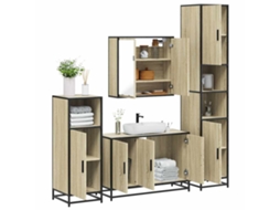 Vidaxl 4 Pcs Conj. Móveis Casa Banho Derivados Madeira Carvalho Sonoma
