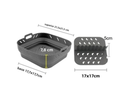 Tapete de Silicone Cinza para Fritadeira a Ar, Recipiente de Cozimento Dobrável e Reutilizável MDUG