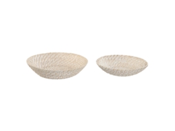 Centro De Mesa Em Casa Esprit Branco Naturais De Bambu Rotim 35 X 35 X 8 Cm (2 Peças)