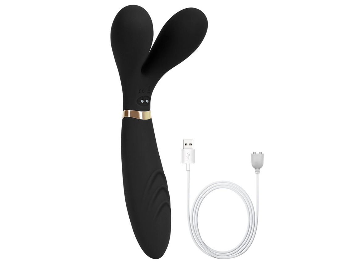 Vibrador de Massagem de Três Cabeças com 9 Modos de Vibração para Adultos Preto YIZHOOD