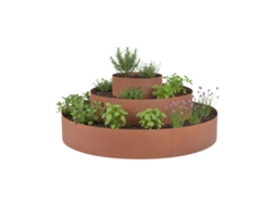 Relaxdays Espiral Para Ervas, 3 Peças, Ø30/60/90 Cm, Alt. 20 Cm, Ferrugem, Aço, Pirâmide Para Jardim, Castanho