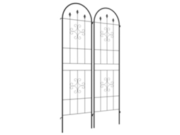 Conjunto 2 Treliças Aço Jardim Suportes Trepadeiras Flores 50x180 Pretas