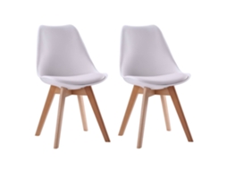 Conjunto de 2 Cadeiras escandinavas NORA cor Branco com Almofada