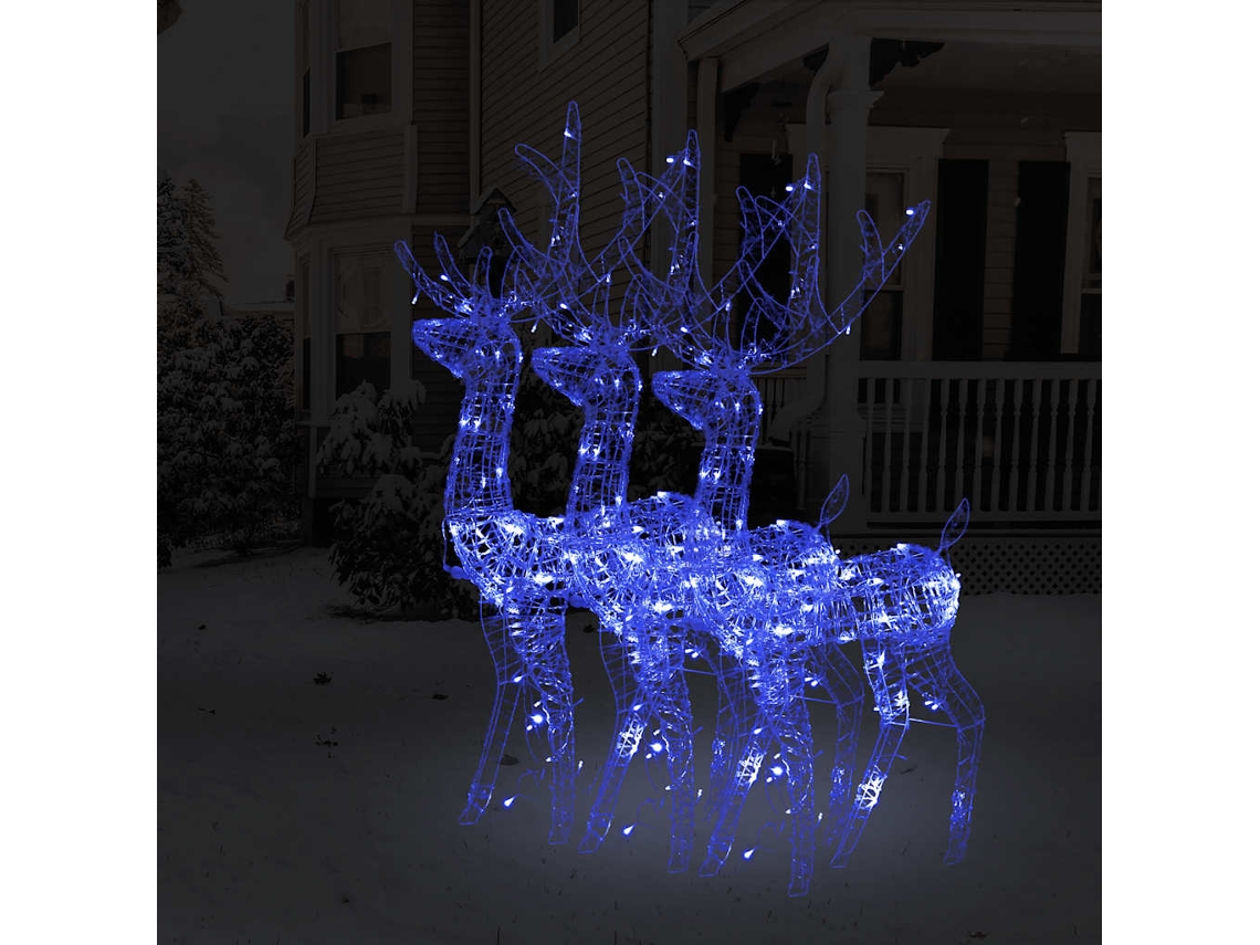 Vidaxl Renas Decorativas De Natal 3 Pcs 128 Cm Acrílico Azul