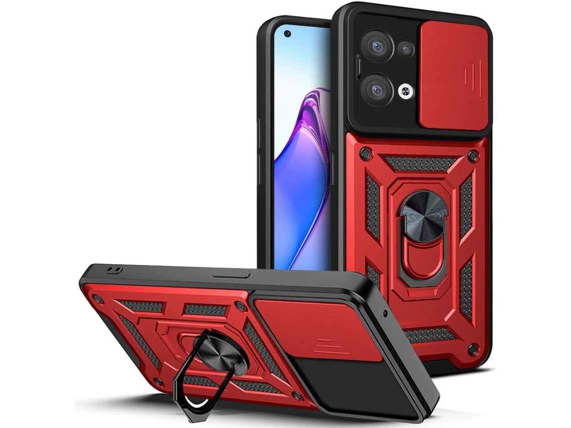 Capa Anel Giratório Deslizante Câmera Camada para Oppo Reno 8 5G HONGWE. com Anel de Suporte Azul