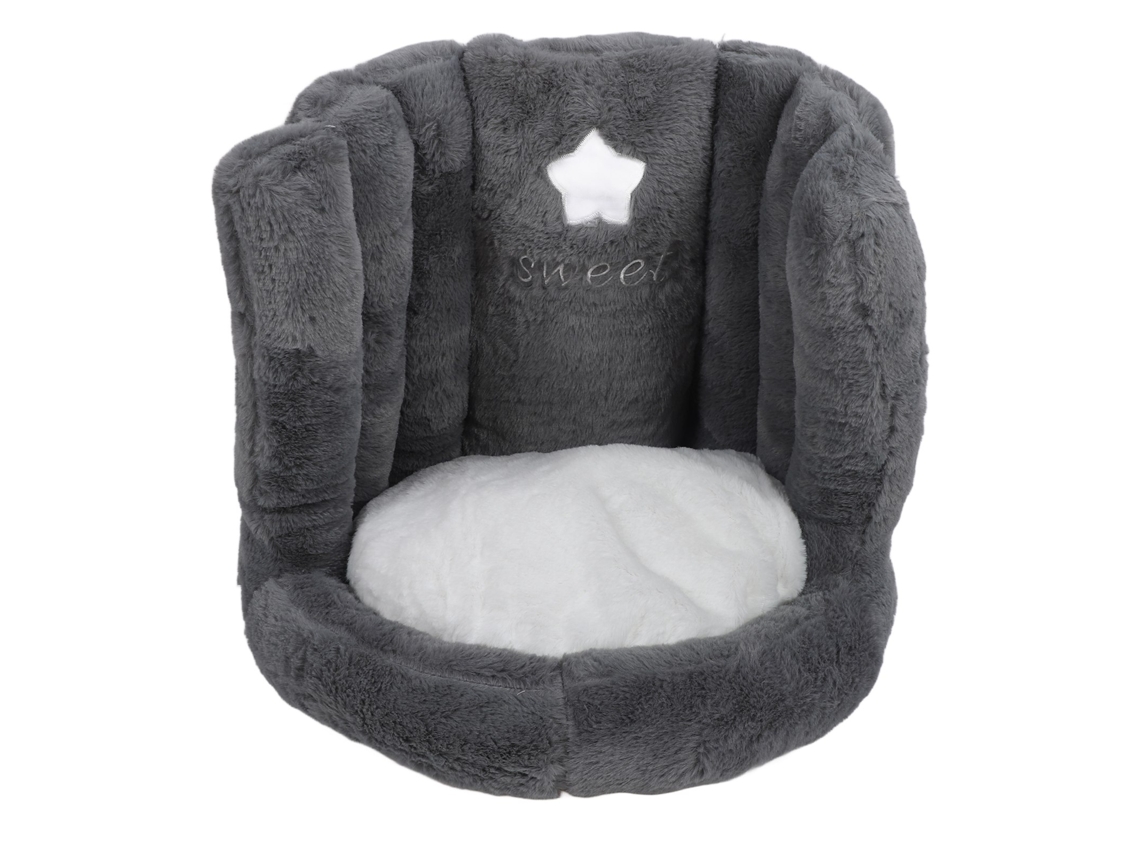 Coxim de Chão com Apoio Lombar Antiderrapante Soft Veludo para Escritório Kids Cinza