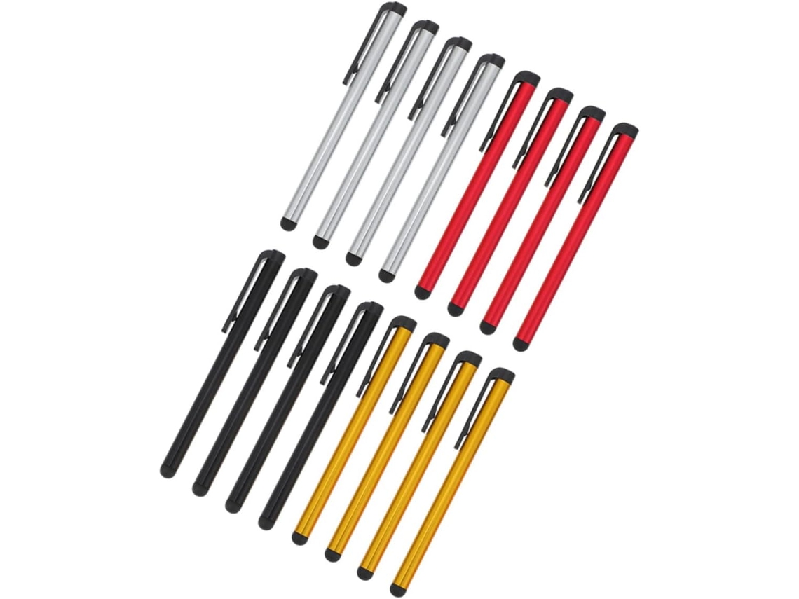 Conjunto De 16 Canetas Stylus Capacitivas Para Telas Sensíveis Ao Toque, Compatíveis Com Tablets, Prata, Dourado E Vermelho. Gokoco