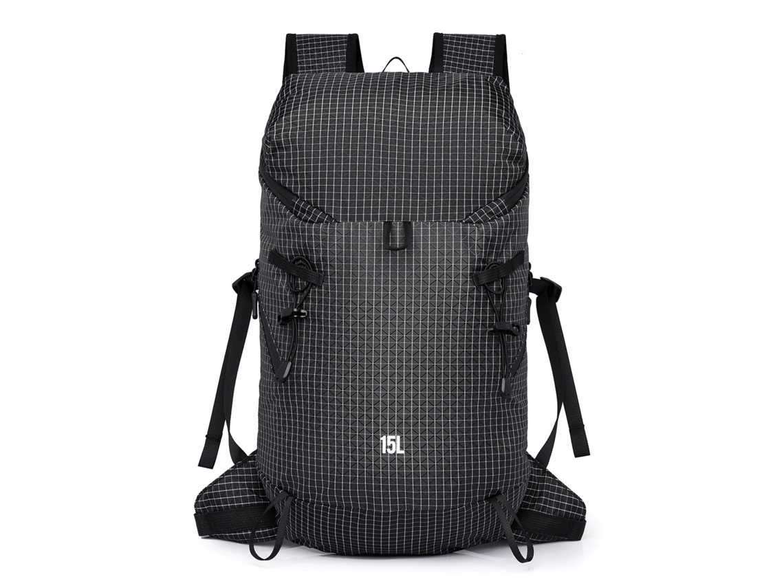 Mochila Preta Para Caminhadas Ao Ar Livre, Resistente À Água, Leve E Portátil.