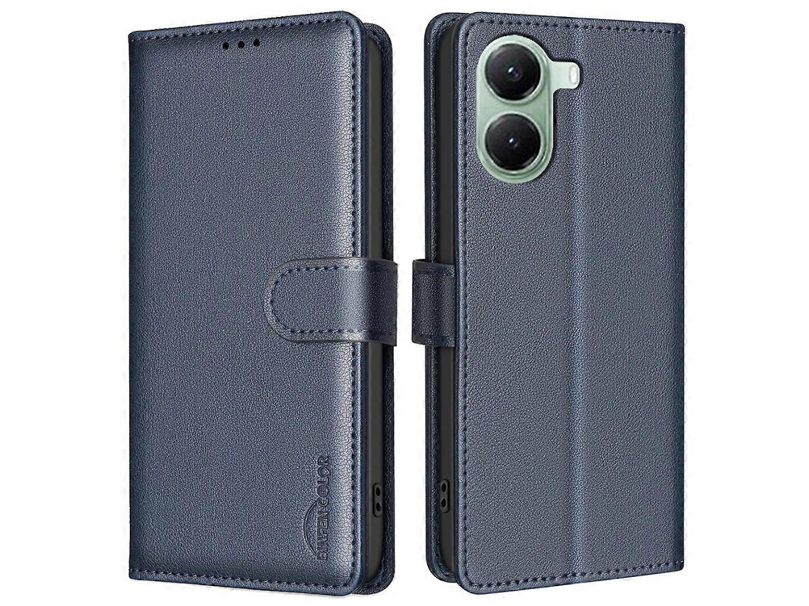 Capa De Celular Binfen Color Bf32 Para Xiaomi Poco X7 Pro 5g / Redmi Turbo 4 5g, Capa De Couro, Carteira Com Bloqueio Rfid, Azul