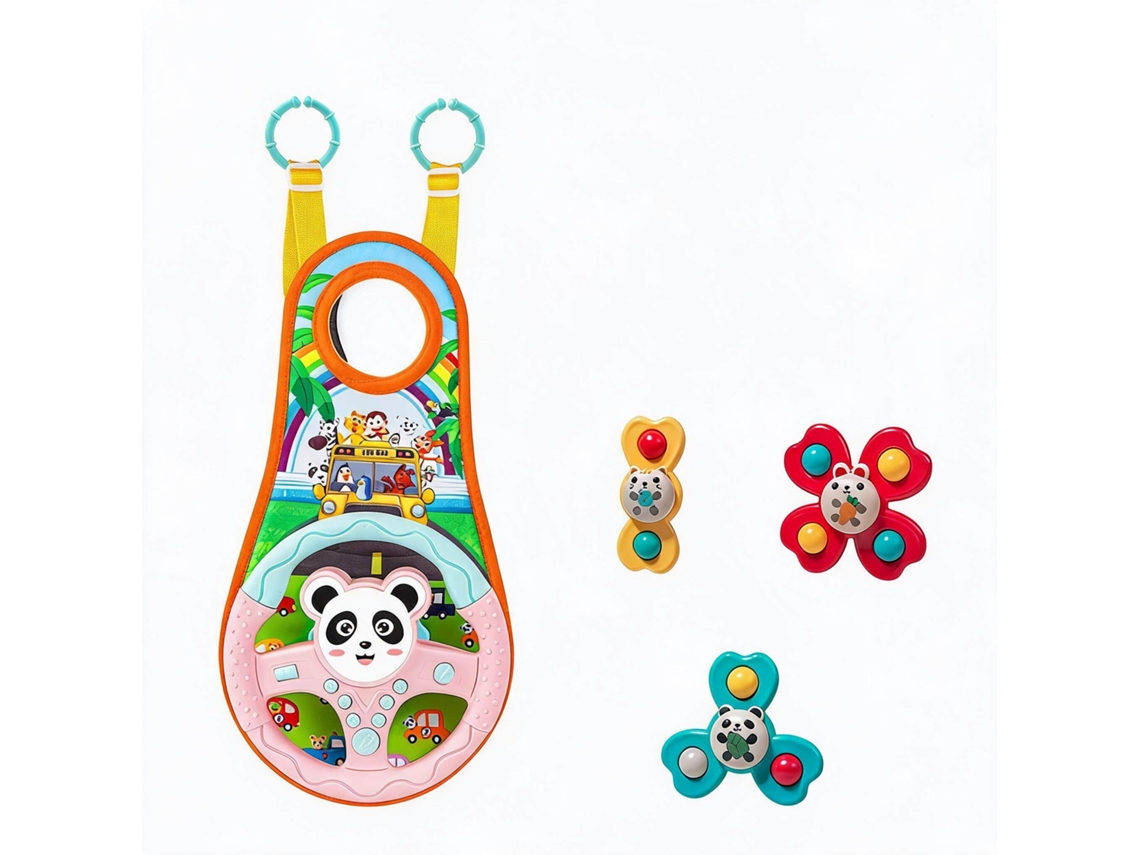 Volante Brinquedo Bebé EIFSON para Cadeirinha com Espelho e 3 Brinquedos (panda)