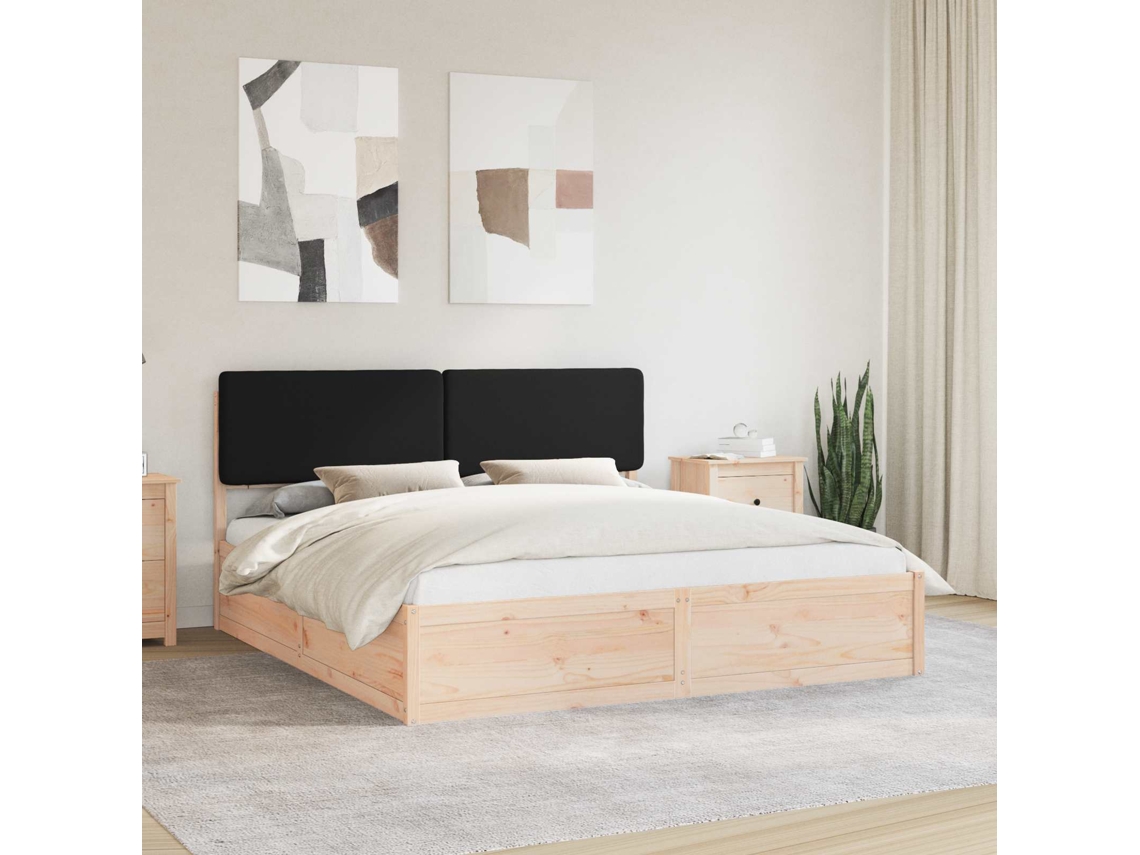 Vidaxl Estrutura De Cama Com Cabeceira Estofada Preto 200 X 200 Cm