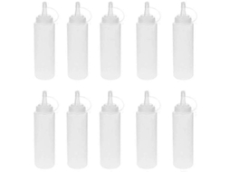 Botellas de Salsa Prensada de Pe Espessada para Condimentos Mermeladas com Tampa Selada Resistente Ao Calor 360ml 10 Unidades