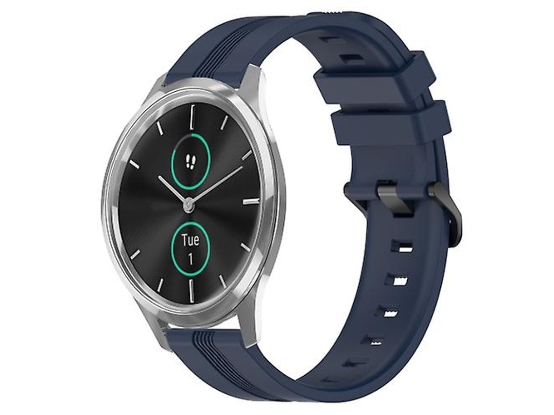 Bracelete para Garmin Garminmove Luxe 20Mm Faixa de Relógio Listrada Côncava Slicone Azul Marinho VENISYMLIS