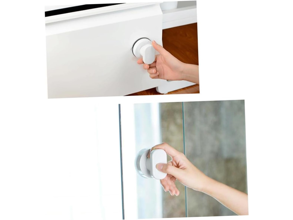 Puxador De Porta Com Ventosa Para Janelas E Gavetas, Abs, Branco, Resistente Ao Desgaste