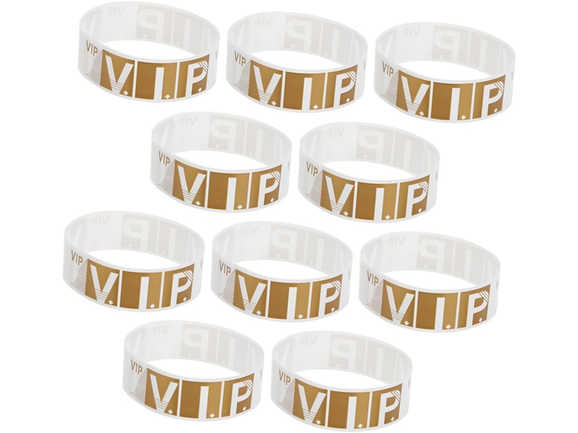 300 Pulseiras de Papel Douradas VIP para Festas e Eventos, Confortáveis e Seguras para Uso Doméstico e Feminino