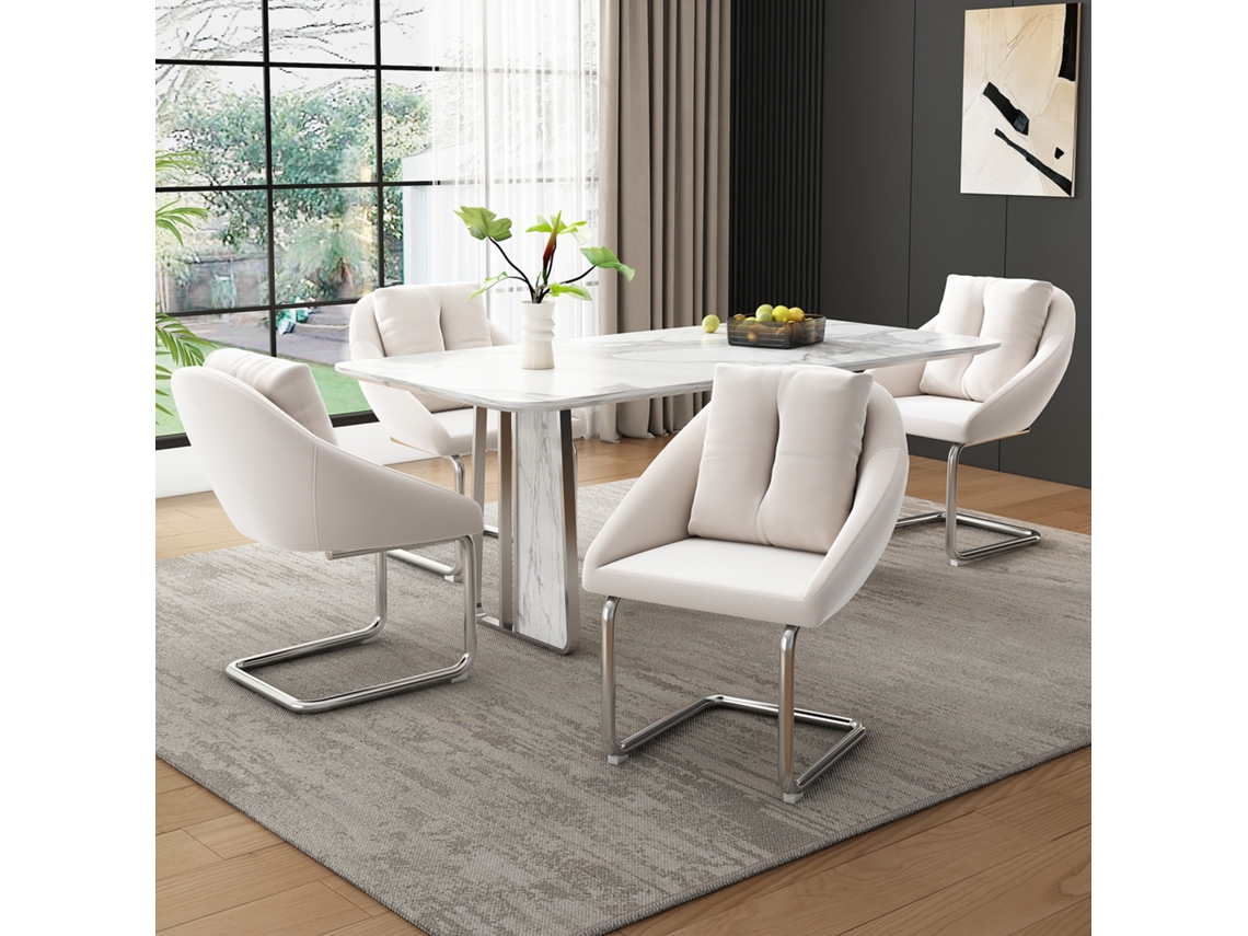Sillas Giratorias Terciopelo Beige Lujo Sala Comedor