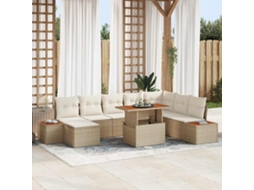 Vidaxl Conjunto De Sofá De Jardim 9 Pcs Bege E Creme