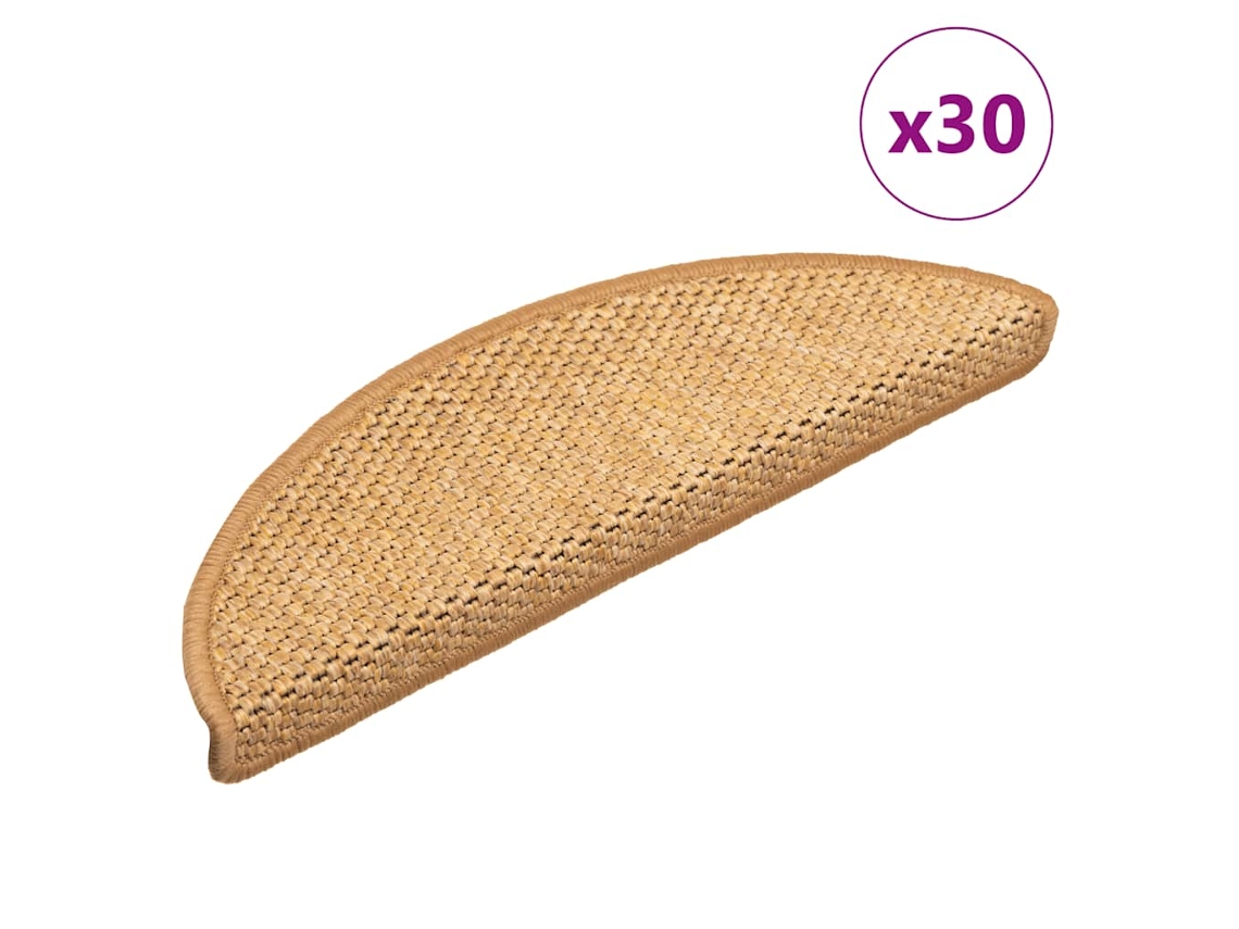 Vidaxl Tapetes Escada Adesivos Aspeto Sisal 30 Pcs 56x17x3cm Sisal
