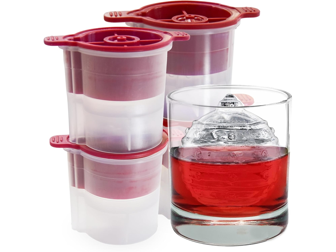 Conjunto De 4 Formas De Gelo Grandes, Perfeitas Para Bebidas Festivas E De Fim Ano. Armazenamento No Freezer Sem Odor, Próprias Para Lava