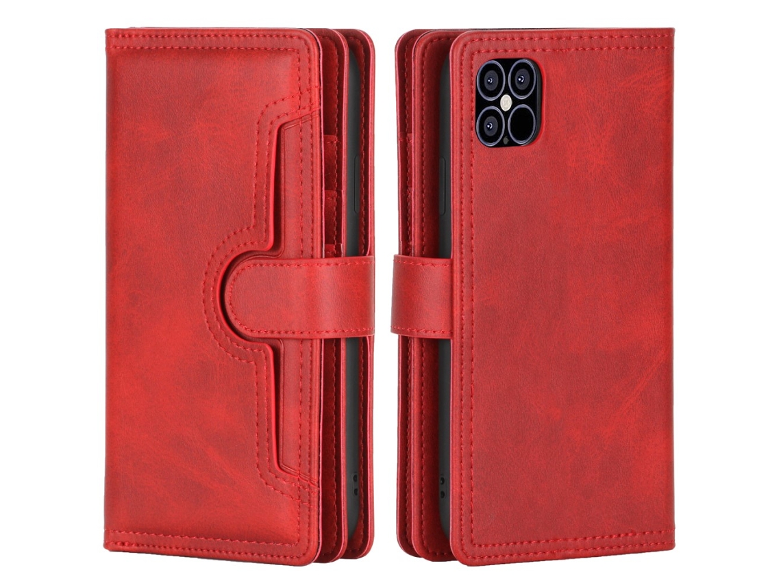 Suporte Casa Inch Para Iphone 13 Pro Max Pele Sintética Magnética Com Porta-cartões Vermelho