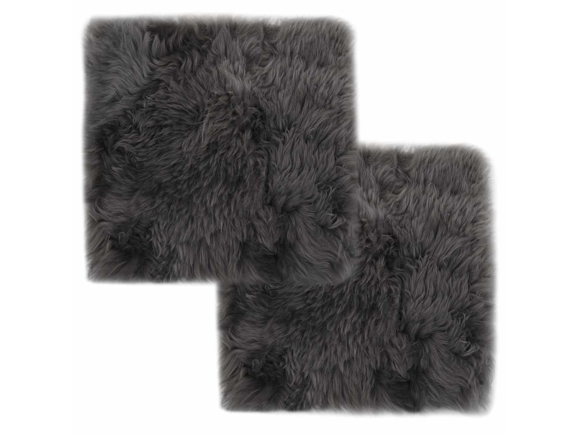Vidaxl Almofadas P/ Cadeira 2 Pcs 40x40cm Pele Carneiro Cinzento-claro