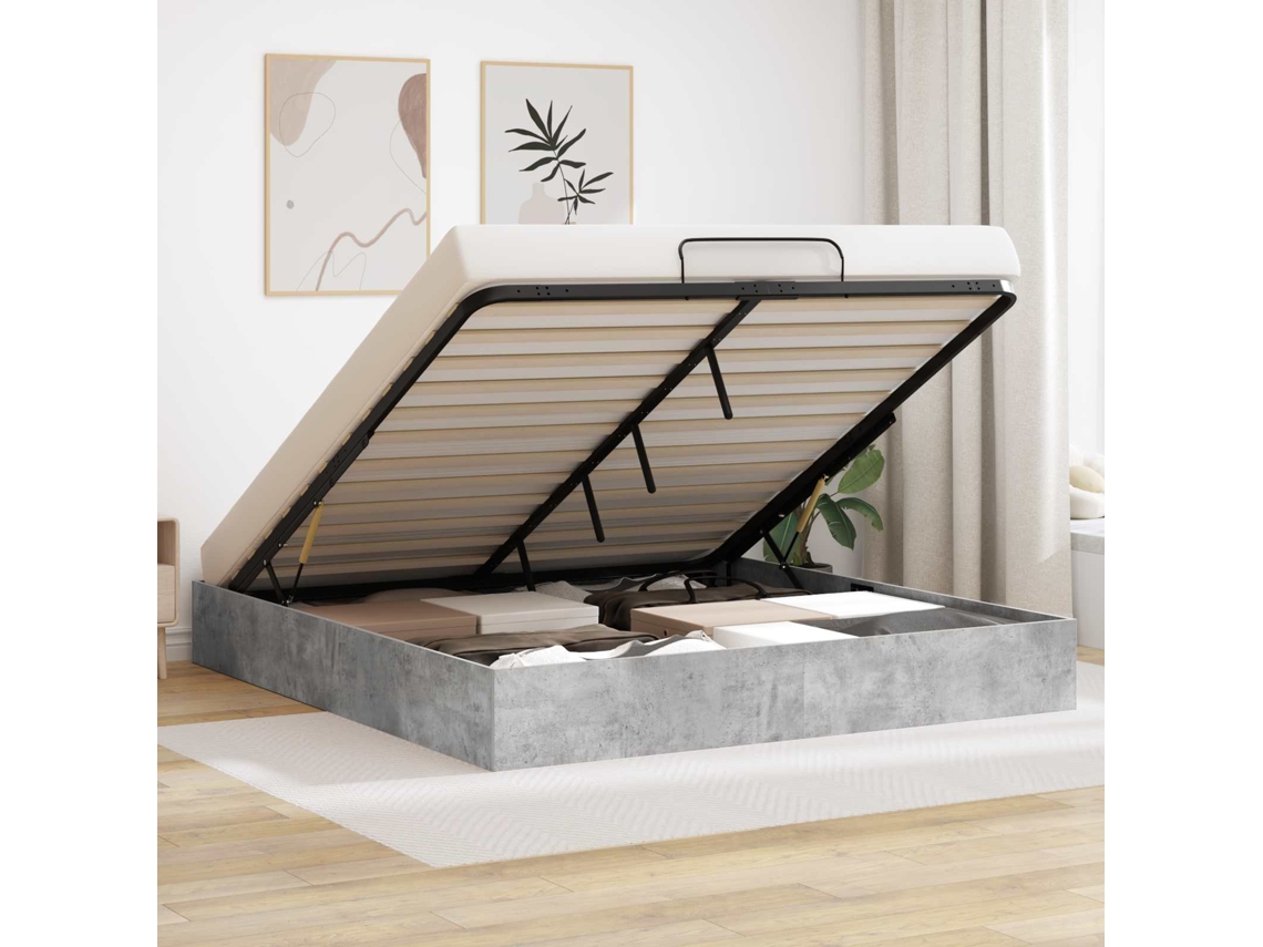 Vidaxl Estrutura De Cama Ottoman Cinzento Concreto 160 X 200 Cm
