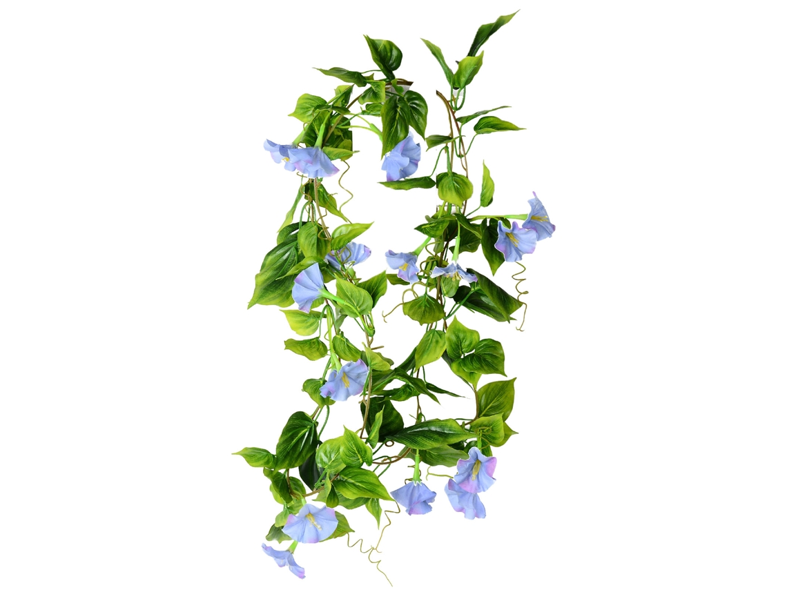 Laxiscreed Grinalda Artificial De Videira Com Flores Morning Glory Azuis E Folhagem Densa Reais