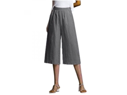 2026 calças Largas Femininas Casuais Soltas de Algodão e Linho com Bolsos para Verão Praia Ginásio XL Gris