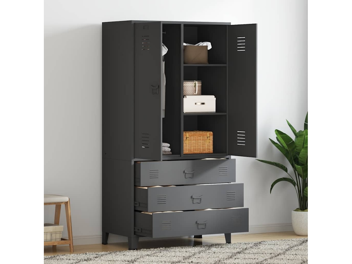 Vidaxl Roupeiro Industrial 90x50x180 Cm Metal Antracite