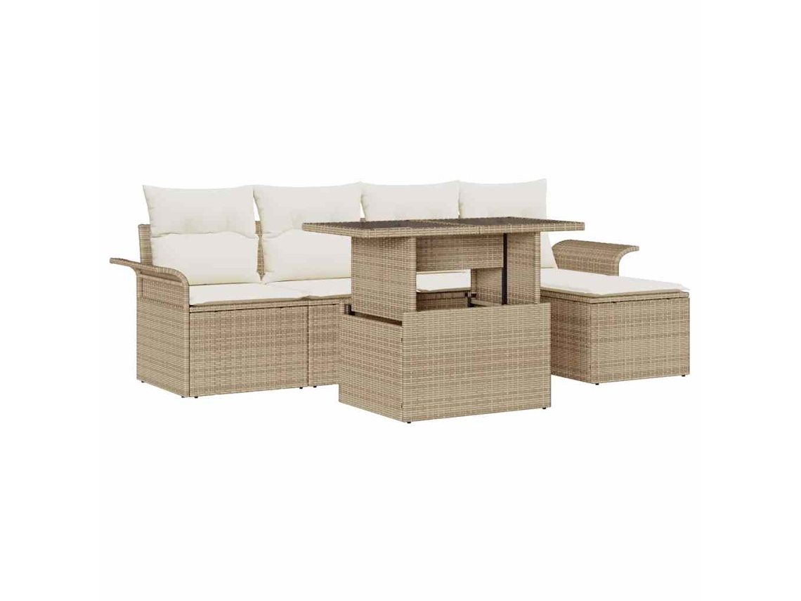 Vidaxl Conjunto De Sofá De Jardim 6 Unid. Bege