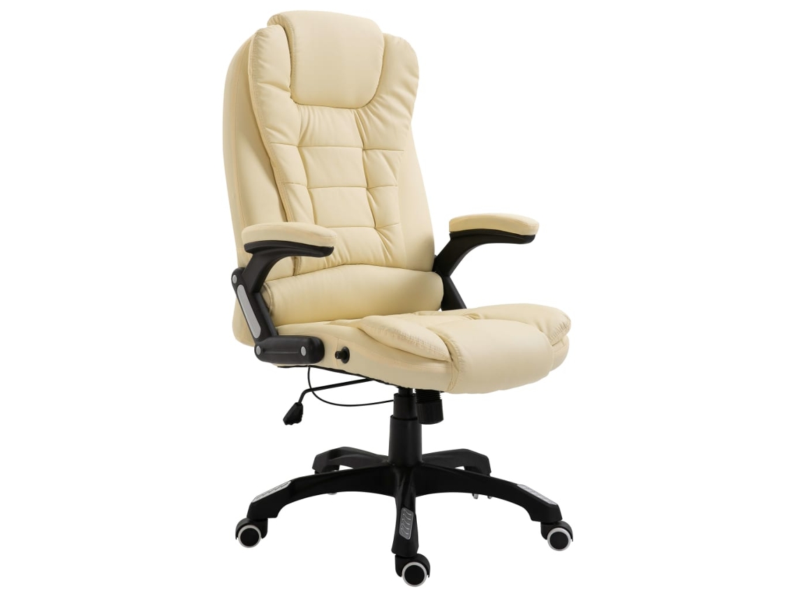 Vidaxl Cadeira De Escritório Em Couro Artificial Creme