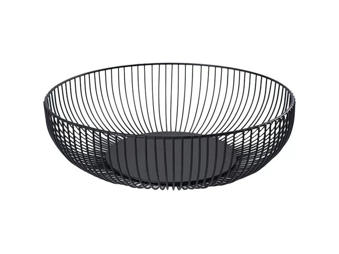 Cesta de Frutas de Ferro para Mesa de Cozinha com Design Moderno Preto 11 Polegadas (redonda C)