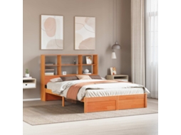 Vidaxl Estrutura de Cama com Cabeceira com Armazenamento Castanho Cera