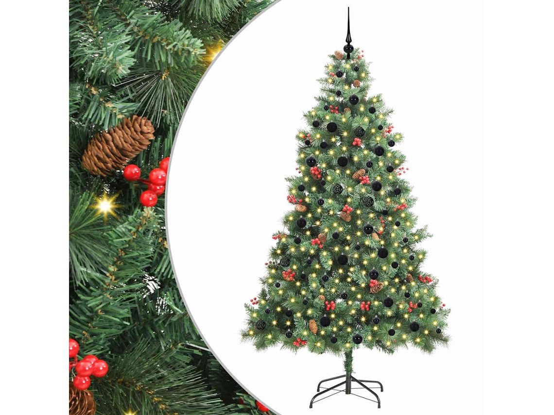 Árvore De Natal Artificial Com Conjunto De Bolas Led Vidaxl Verde Pvc (240 Cm)