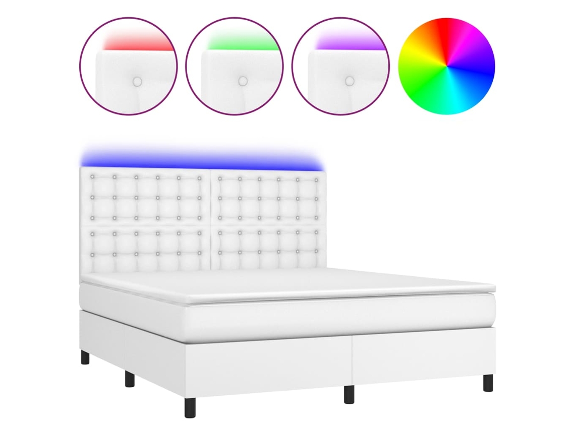 Box Spring Bed, Box Spring Beds Vidaxl Branco Couro Artificial (160 X 200 Cm)