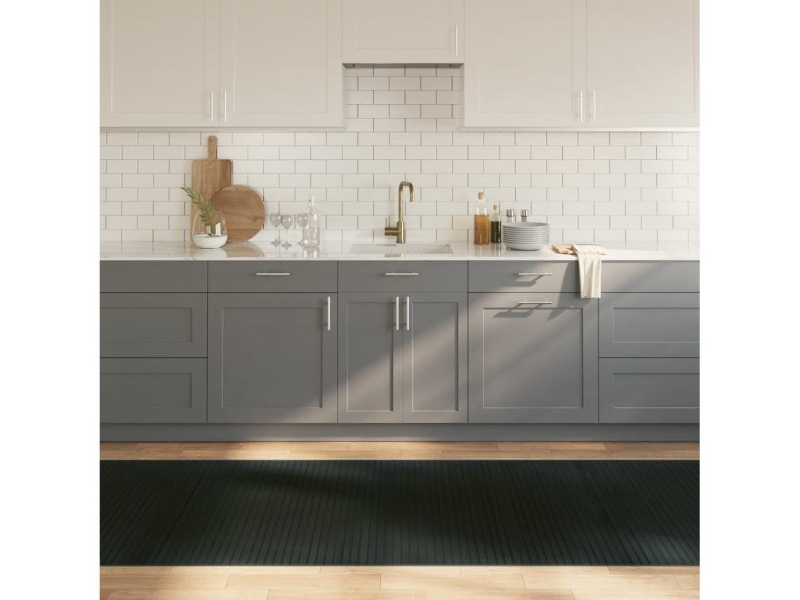 Vidaxl Tapete Retangular 100x300 Cm Bambu Cinzento