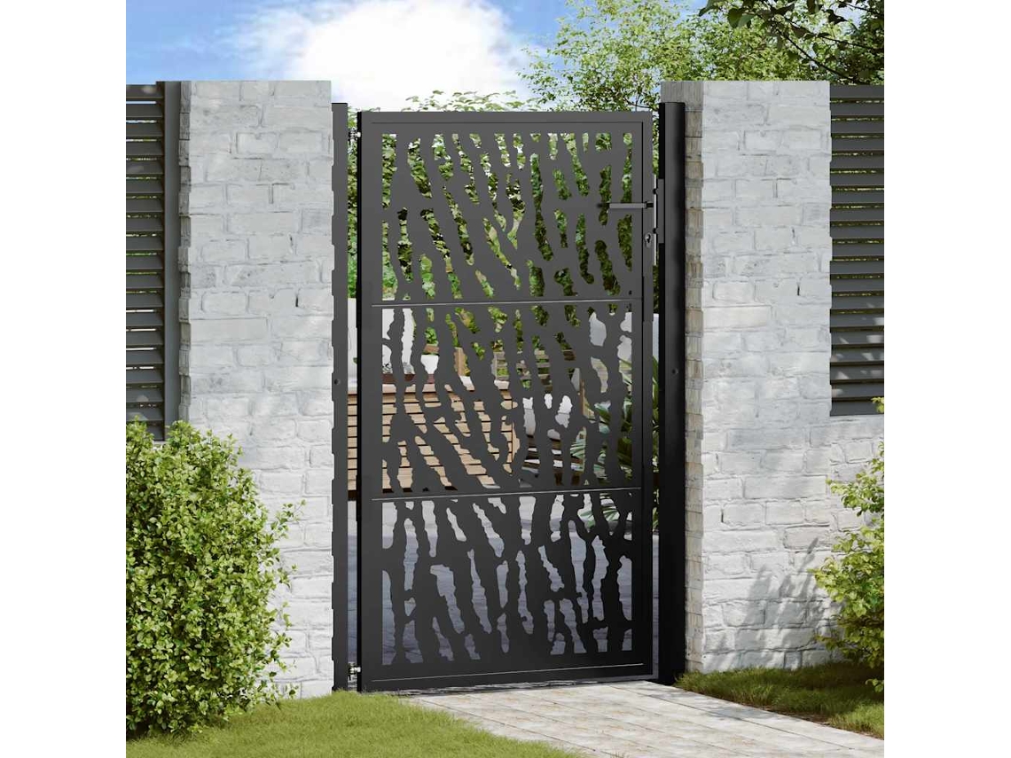 Vidaxl Portão De Jardim Preto 100x150 Cm Aço Com Design De Rastros